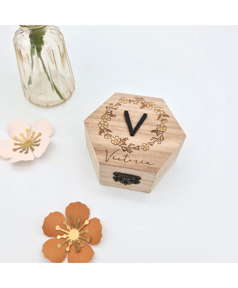 Mini Boite à bijoux hexagonale personnalisée