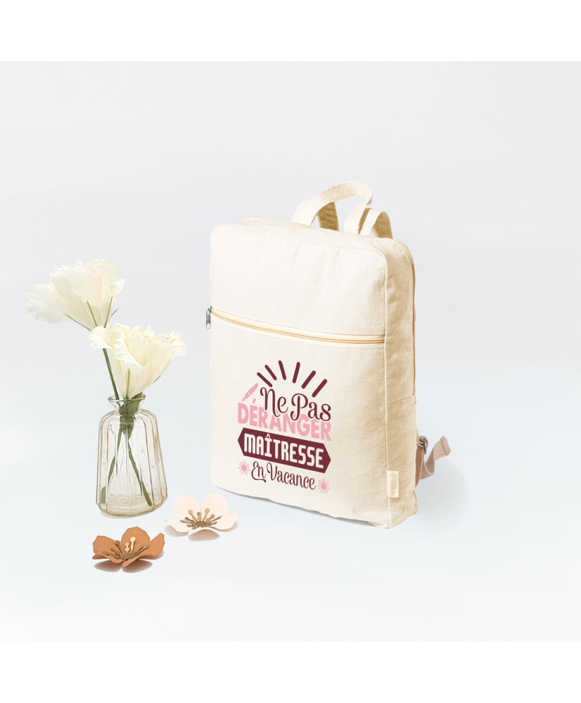 Sac à dos beige pour "Maître Maîtresse Atsem"