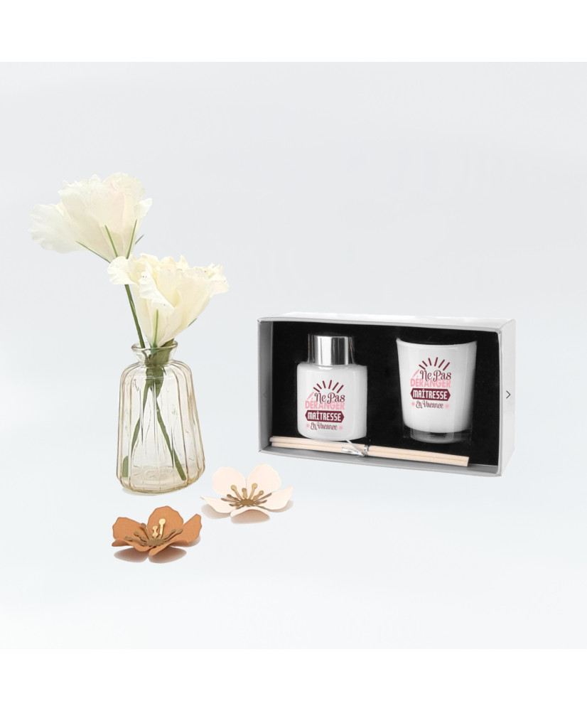Diffuseur et bougie blancs pour "Maître Maîtresse Atsem"