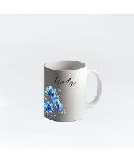 Mug blanc en céramique décor "Fleurs"