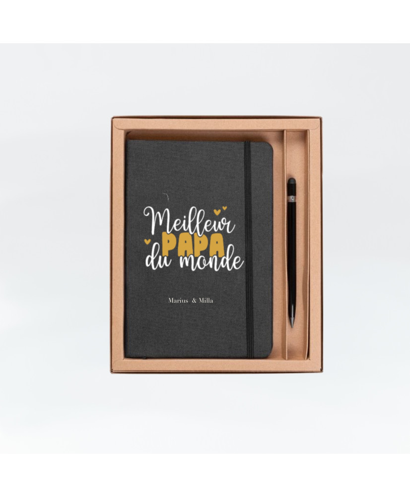 Ensemble cahier personnalisé avec stylo en aluminium pour "Papa"