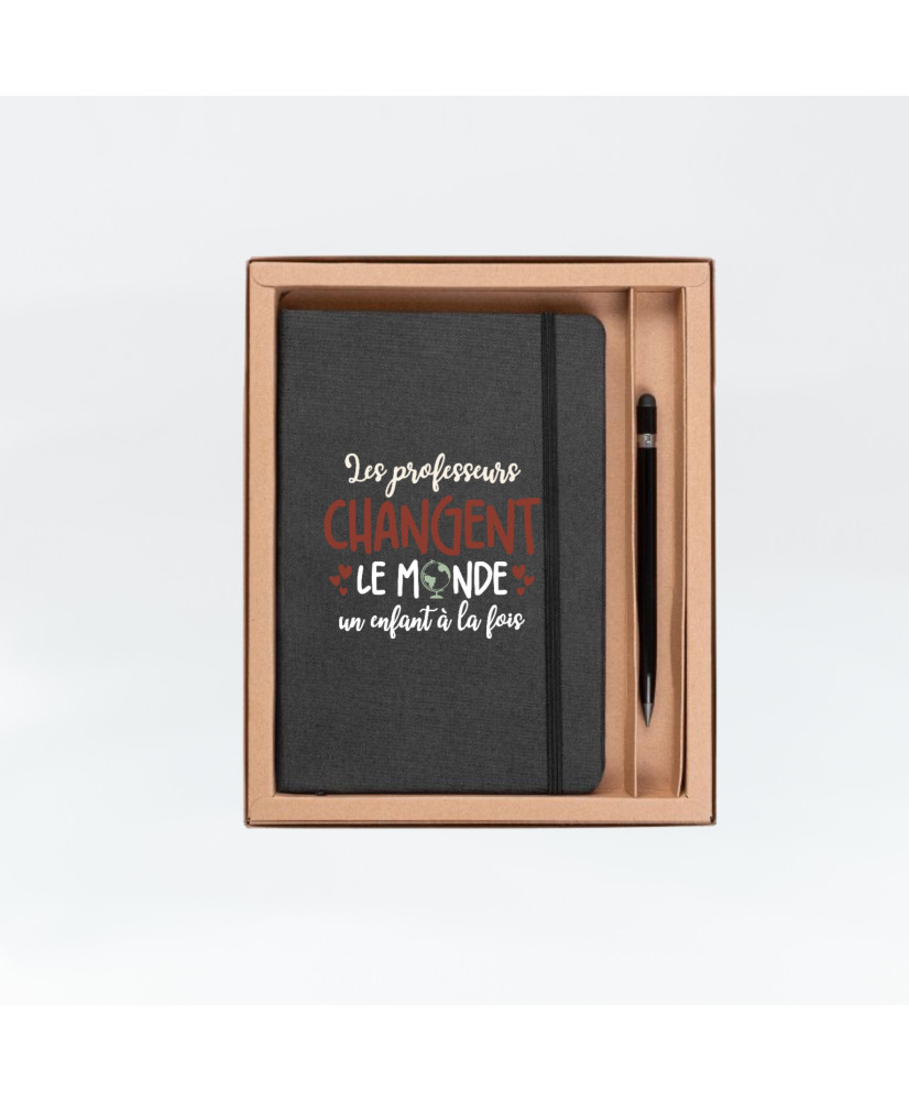 Ensemble cahier personnalisé avec stylo en aluminium pour "Maître Maîtresse Atsem"